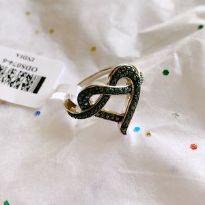 COPY - Blue diamond heart shaped sterling silver ring